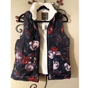 Zippered Floral Winter Vest